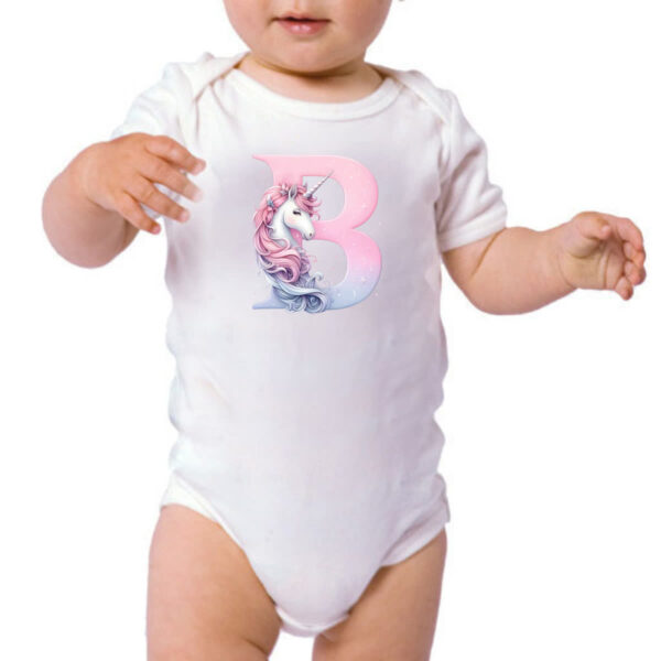 Body infantil Unicornio Alfabeto Letra B - Imagem 3
