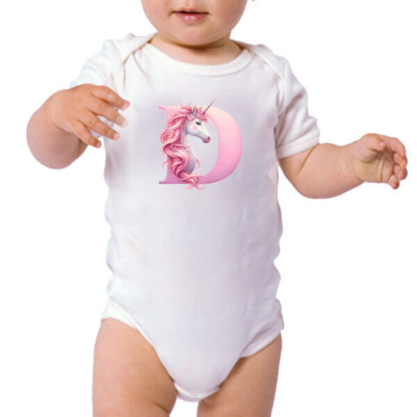 Body infantil Unicornio Alfabeto Letra D - Imagem 3