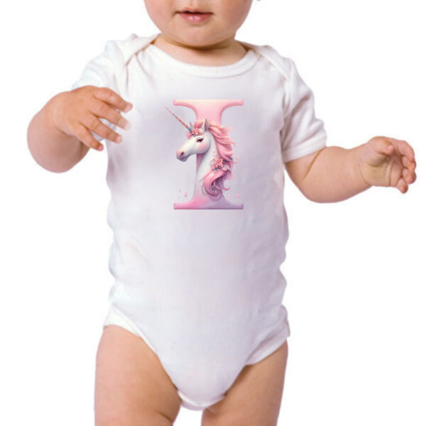 Body infantil Unicornio Alfabeto Letra I - Imagem 3