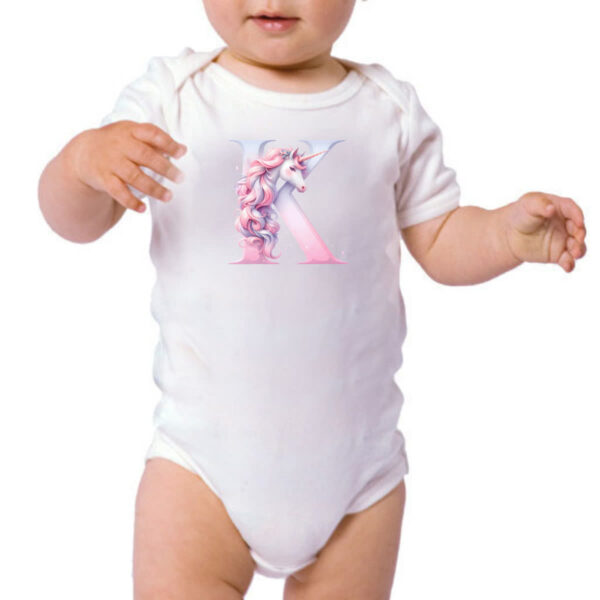 Body infantil Unicornio Alfabeto Letra K - Imagem 3