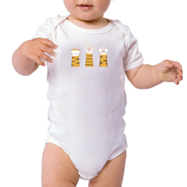 Body infantil Pedra Papel Tesoura Gato Laranja - Imagem 3