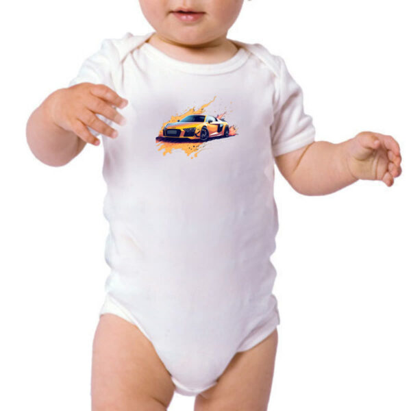 Body infantil Audi R8 Amarelo Splash Art - Imagem 3