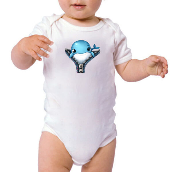 Body infantil Baleia no ziper - Imagem 3