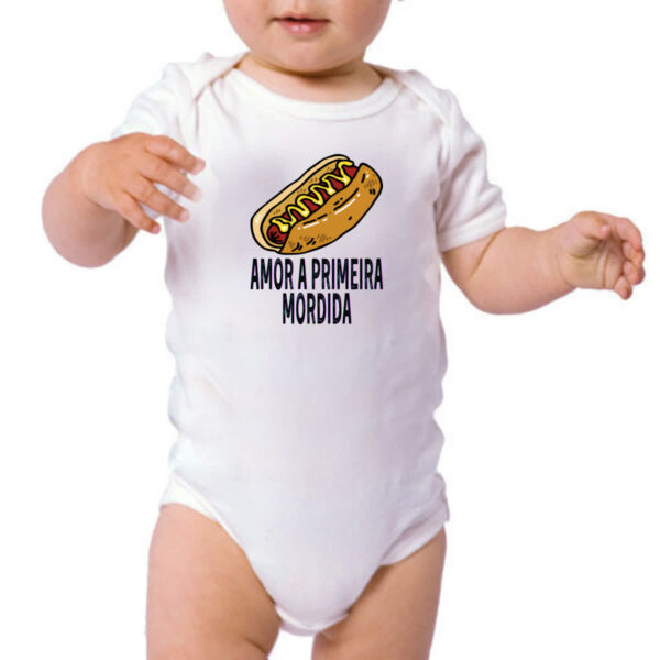 Body infantil Hotdog amor a primeira mordida - Imagem 3