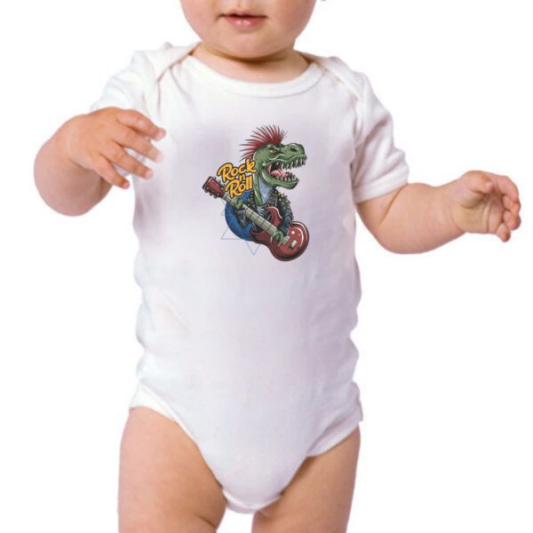 Body infantil Dinossauro Rock and Roll Guitarra - Imagem 3