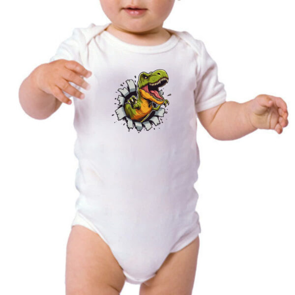 Body infantil Dinossauro T-Rex rasgando a camisa - Imagem 3