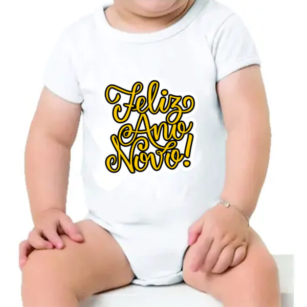 Body infantil Feliz ano novo escrita dourada - Imagem 4
