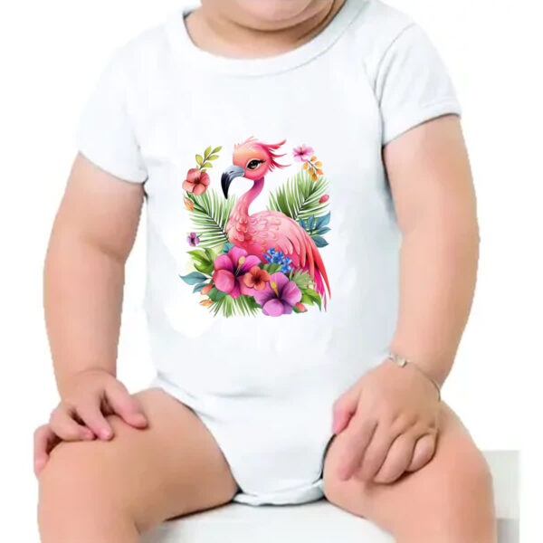 Body infantil Flamingo na flor - Imagem 4