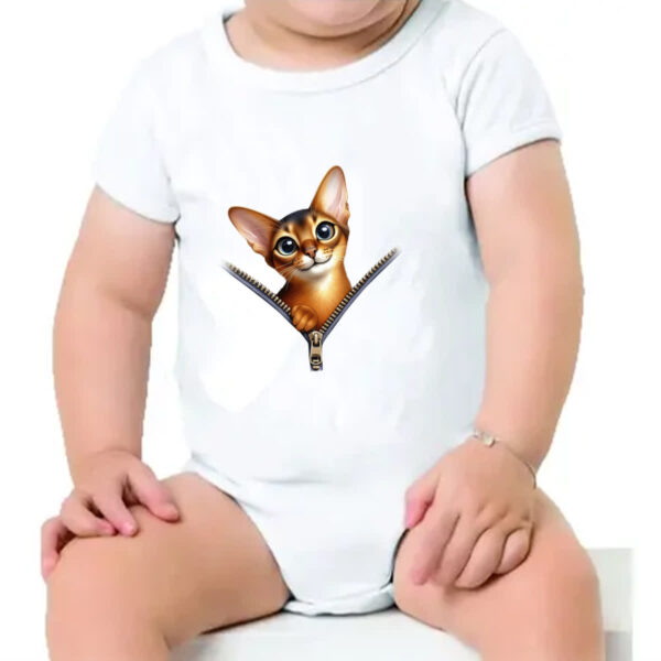 Body infantil Gato Abyssinian no ziper - Imagem 4