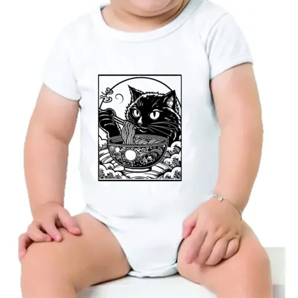 Body infantil Gato comendo lamen - Imagem 4