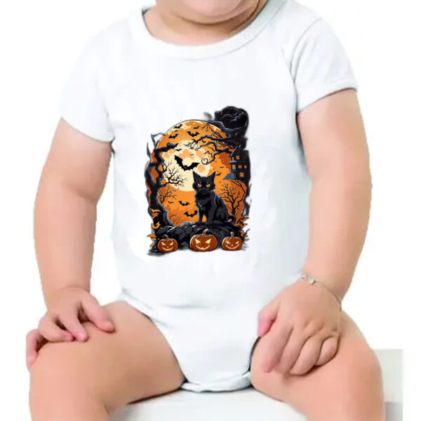 Body infantil Gato Preto Halloween Lua Cheia - Imagem 4