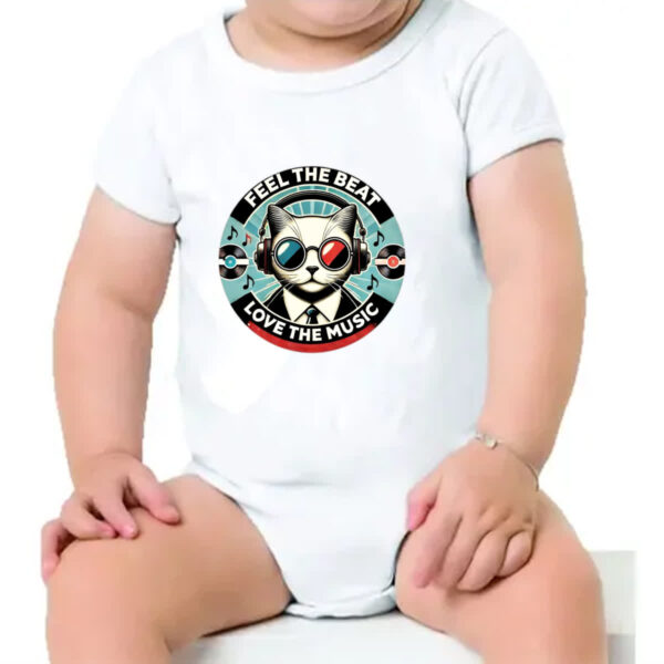 Body infantil Gato feel the beet love music - Imagem 4