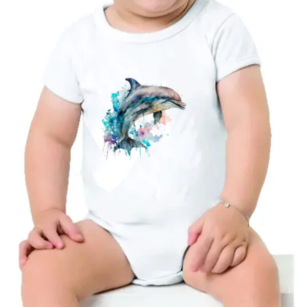 Body infantil Golphinho aquarela 01 - Imagem 4