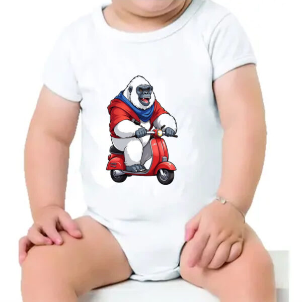 Body infantil Gorila albino na scooter - Imagem 4