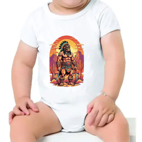 Body infantil Guerreiro Skull Indio Americano - Imagem 4