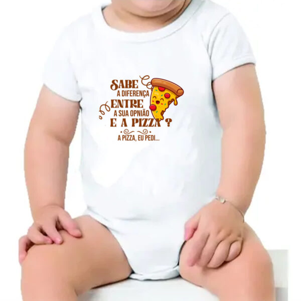 Body infantil Ironico Sabe a diferenca de opiniao e pizza - Imagem 4