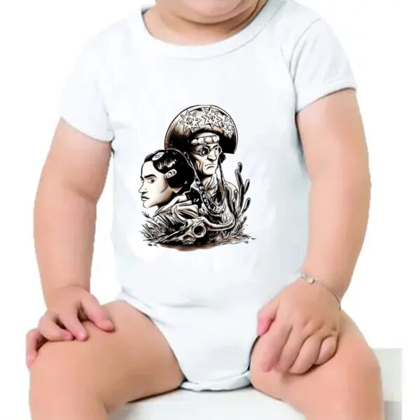 Body infantil Lampiao e Maria Bonita Desenho Grafite - Imagem 4