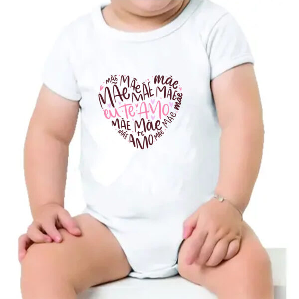 Body infantil Mae coracao palavras te amo - Imagem 4
