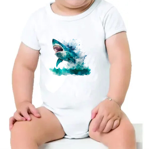 Body infantil Megalodonte aquarela 1 - Imagem 4