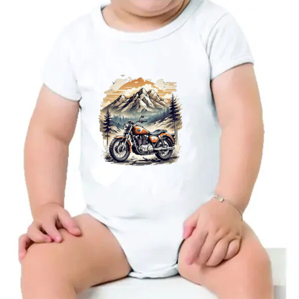 Body infantil Motocicleta vintage montanhas - Imagem 4