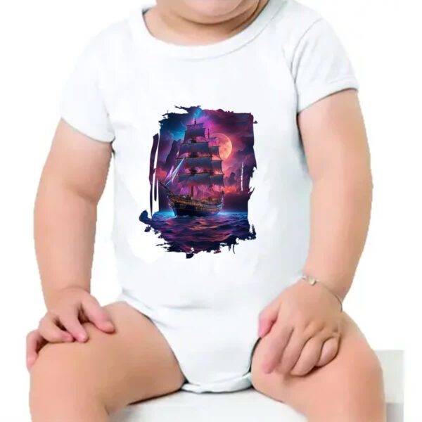 Body infantil Navio pirata noite purpura - Imagem 4