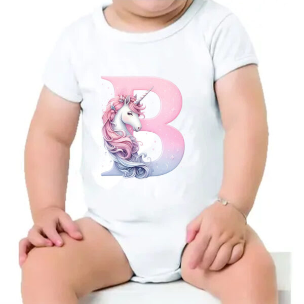 Body infantil Unicornio Alfabeto Letra B - Imagem 4