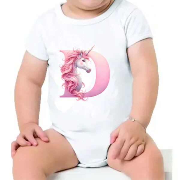 Body infantil Unicornio Alfabeto Letra D - Imagem 4