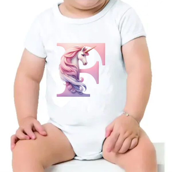 Body infantil Unicornio Alfabeto Letra F - Imagem 4