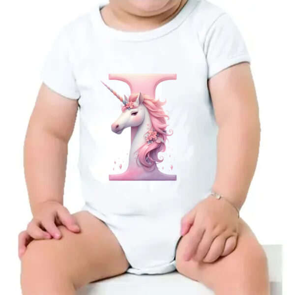 Body infantil Unicornio Alfabeto Letra I - Imagem 4