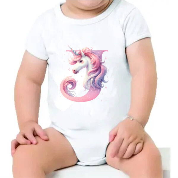 Body infantil Unicornio Alfabeto Letra J - Imagem 4