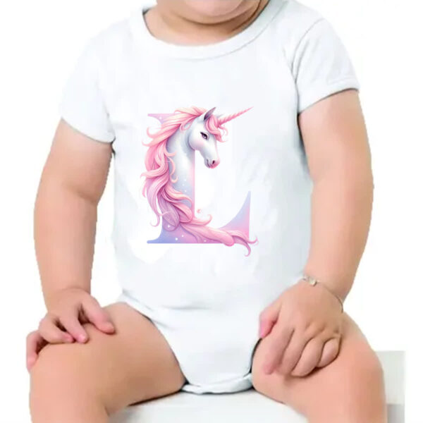 Body infantil Unicornio Alfabeto Letra L - Imagem 4
