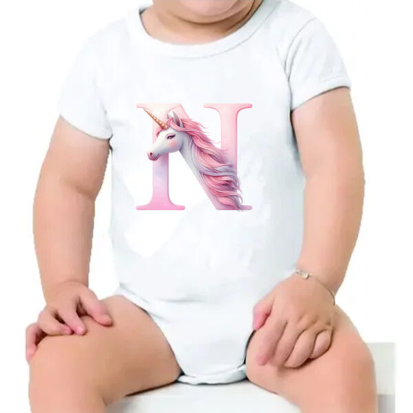 Body infantil Unicornio Alfabeto Letra N - Imagem 4
