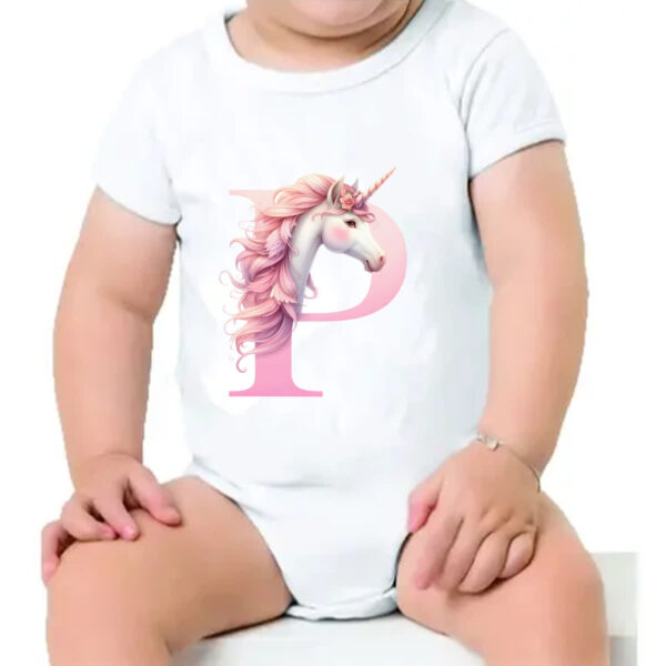 Body infantil Unicornio Alfabeto Letra P - Imagem 4