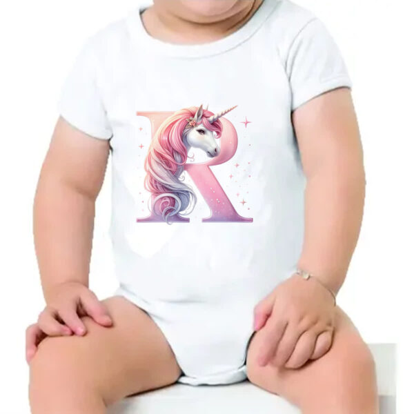 Body infantil Unicornio Alfabeto Letra R - Imagem 4