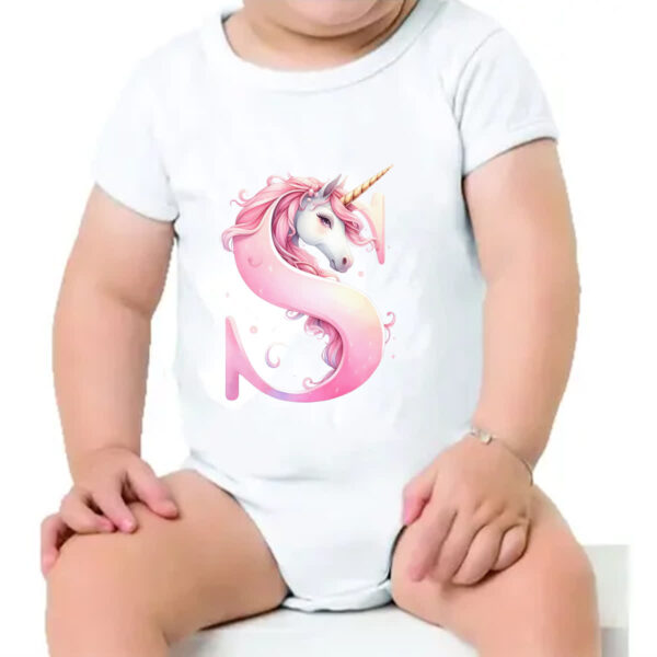 Body infantil Unicornio Alfabeto Letra S - Imagem 4