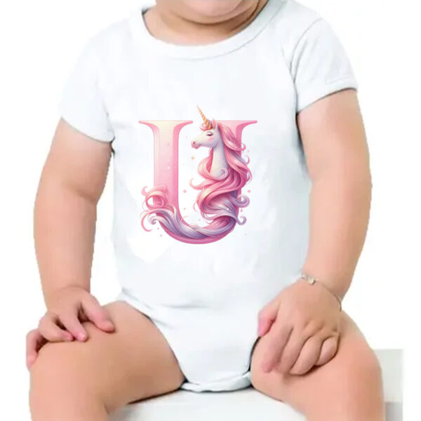 Body infantil Unicornio Alfabeto Letra U - Imagem 4