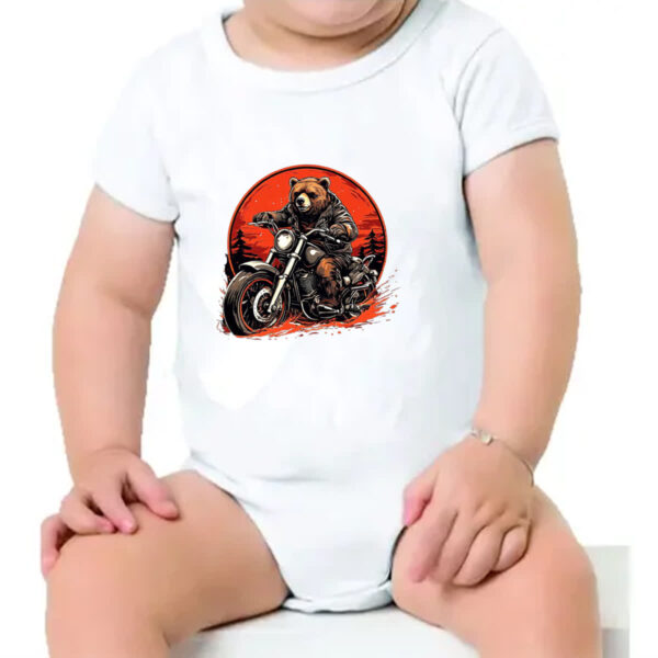 Body infantil Urso Pardo Motoqueiro Radical - Imagem 4