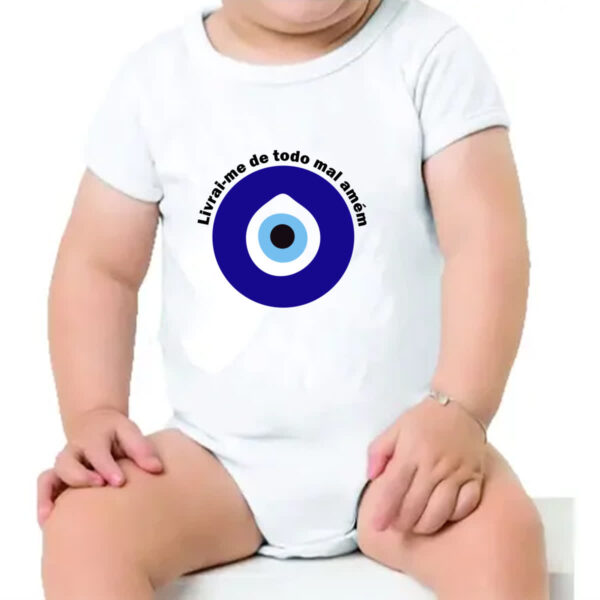 Body infantil Olho grego livrai-me do mal - Imagem 4