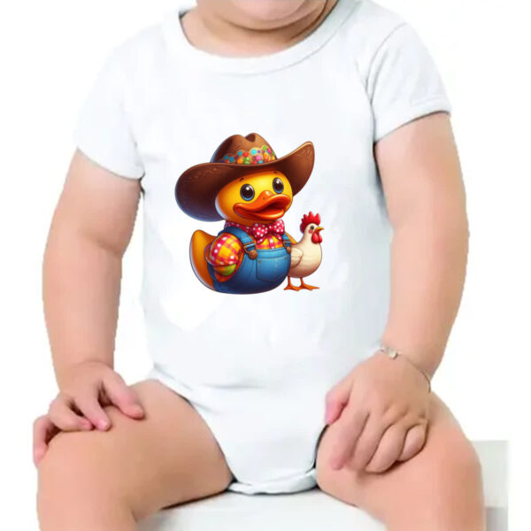 Body infantil Patinho de borracha Fazendeiro - Imagem 4