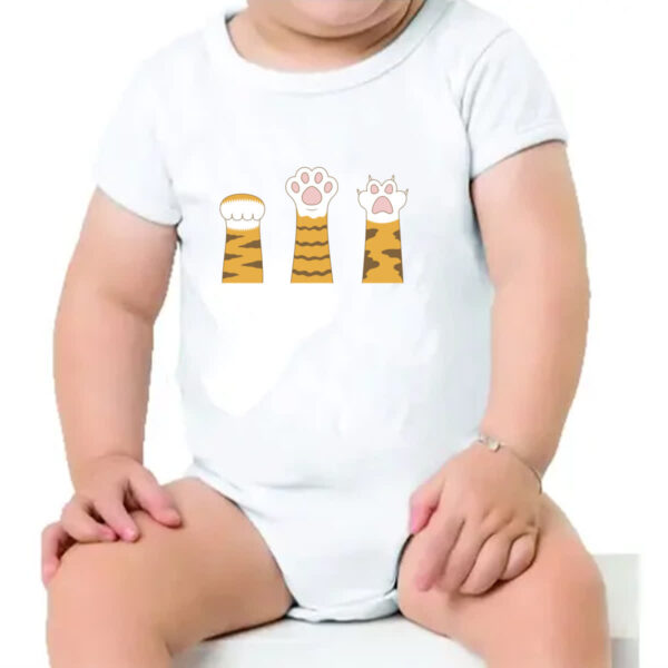 Body infantil Pedra Papel Tesoura Gato Laranja - Imagem 4