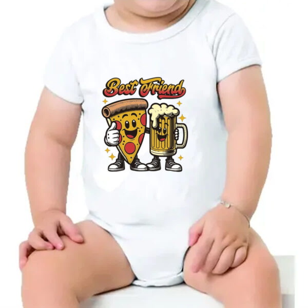 Body infantil Pizza Cerveja melhores amigos - Imagem 4