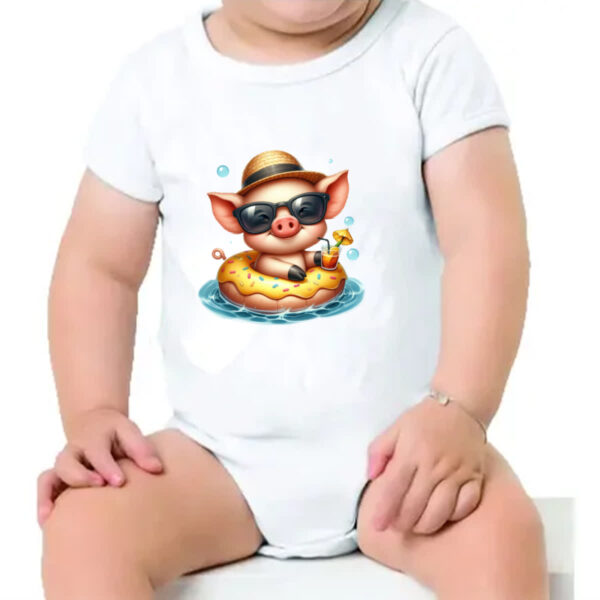 Body infantil Porco na boia - Imagem 4
