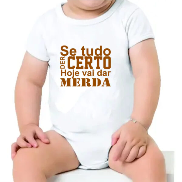 Body infantil Se tudo der certo hoje marrom - Imagem 4
