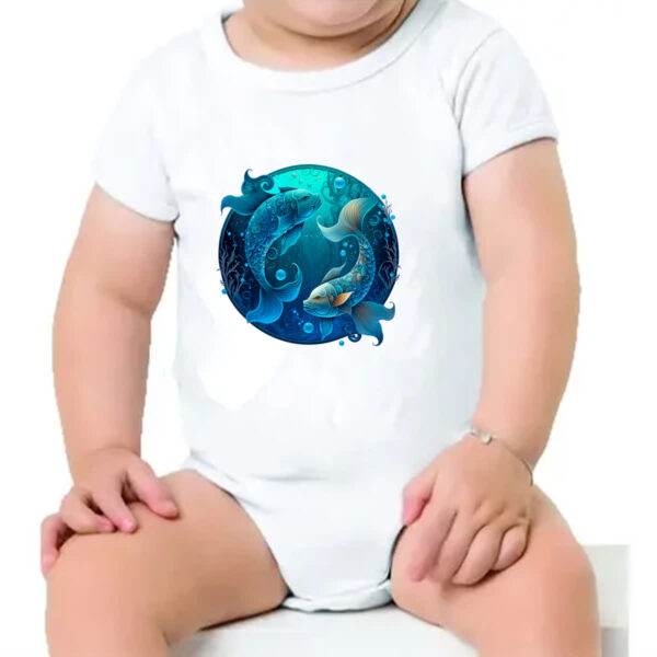 Body infantil Signo de peixes logo de luxo - Imagem 4
