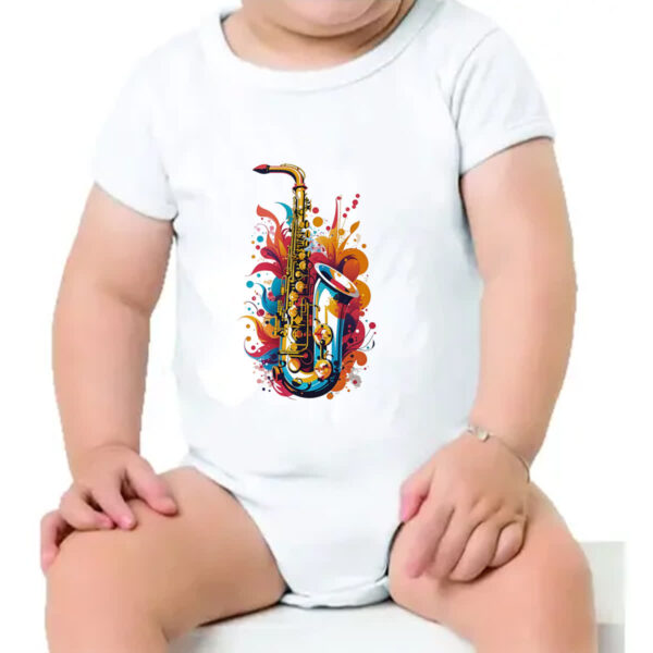 Body infantil Saxofone colorful arte design - Imagem 4