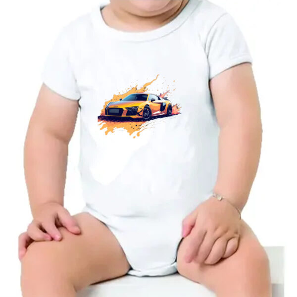 Body infantil Audi R8 Amarelo Splash Art - Imagem 4