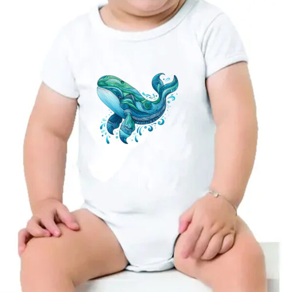 Body infantil Baleia estilo tribal watercolor - Imagem 4