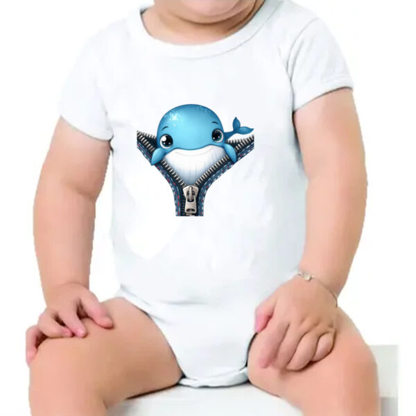 Body infantil Baleia no ziper - Imagem 4