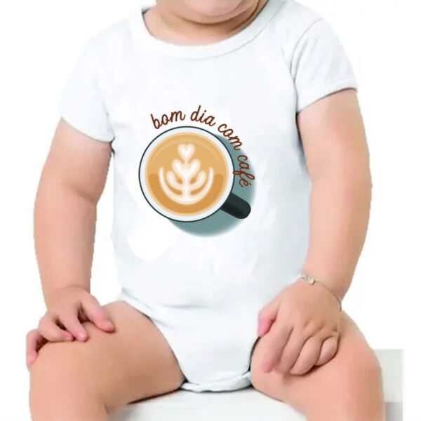 Body infantil Bom dia com cafe - Imagem 4