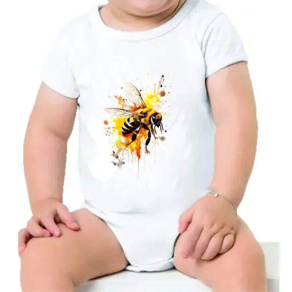 Body infantil Abelha real splash art - Imagem 4